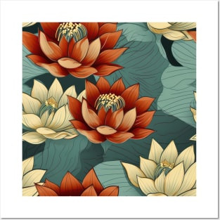 Serenity Blooms: Timeless Lotus Flower Pattern Posters and Art